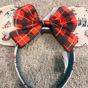Disney Red and Black Plaid Bow Headband